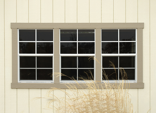 24 x 36 Triple Window - Shown With 1 x 4 Wood Window Trim