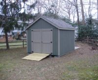 Gray Gable Shed with Ramp